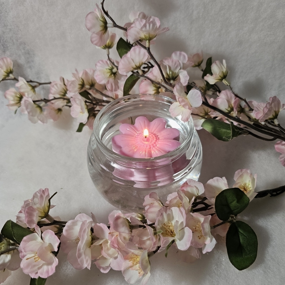 6 Handmade Pink Flower Scented Wedding Gender Baby Shower Wax Candle Giveaways